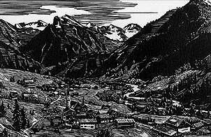 A woodcut of Hinterstein by Konrad Zuse (1946).