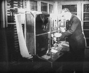 Konrad Zuse working at the Z4 in Neukirchen